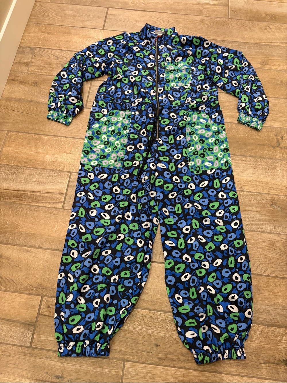 Diane von Furstenberg x Target jumpsuit blue green dot size medium New with tags - Picture 2 of 8